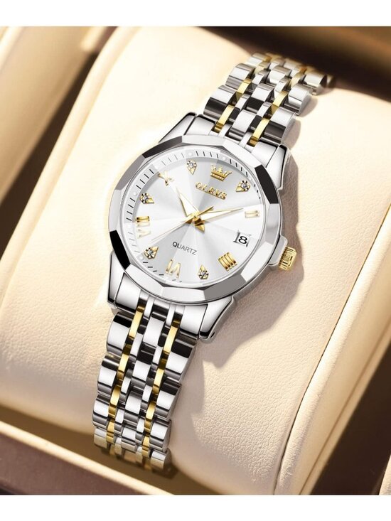 Women\'s Silver Gold Diamond Stainless Steel Ladies Waterproof Classic Watch main image 6